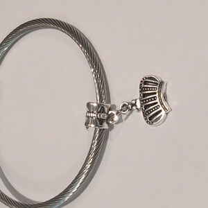Silver Princess Crown Dangle Charm for Pandora Style Bracelet